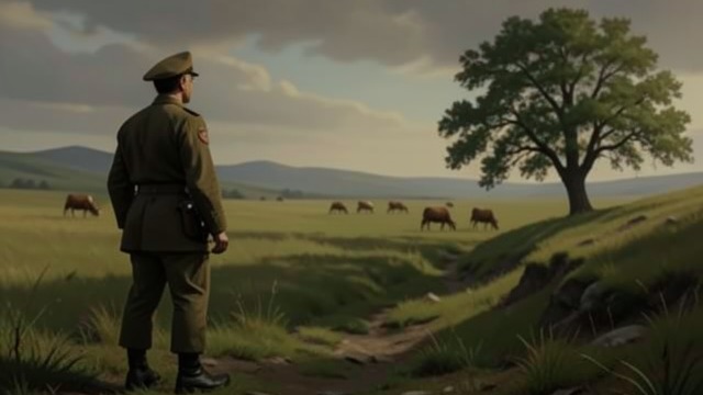 A Soldier’s Burial Place from "Across the River and into the Trees". A Soldier’s Burial Place A preferred ground Cantwell says he would rather be buried on high ground where he fought than in a formal military cemetery.