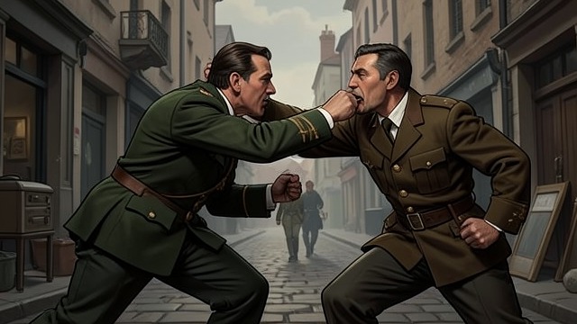 The First Blow from "Across the River and into the Trees". The First Blow A fast decision Cantwell asks about the men’s names and serial numbers, then strikes one before the argument can continue.