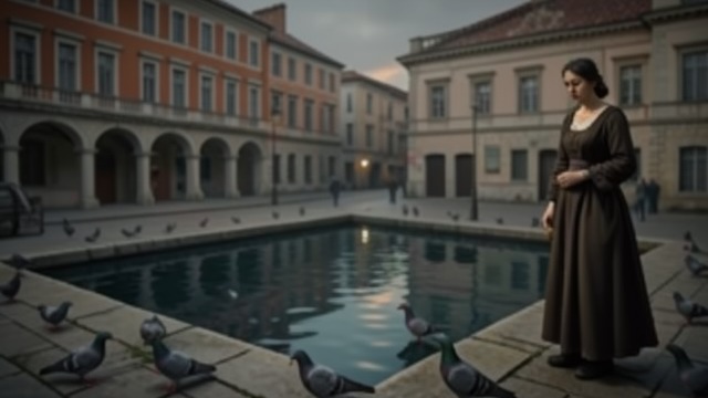 The Flooded Piazza from "Across the River and into the Trees". The Flooded Piazza High water Cantwell and Renata see the square flooded by the tide.