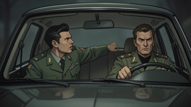 Abrasive Authority from "Across the River and into the Trees". Abrasive Authority Orders in small matters Cantwell tells Jackson where to turn and reacts sharply when the driver questions the road.