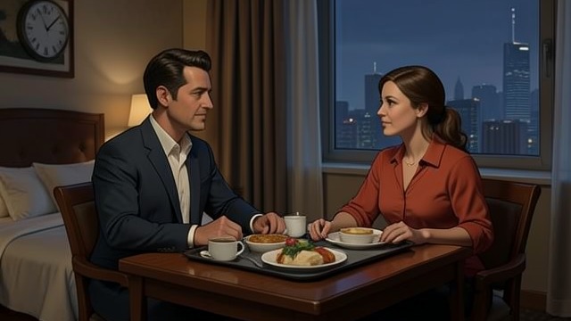 The Long Morning from "Across the River and into the Trees". The Long Morning Shared time Cantwell and Renata breakfast, talk, and spend further hours together in the hotel.