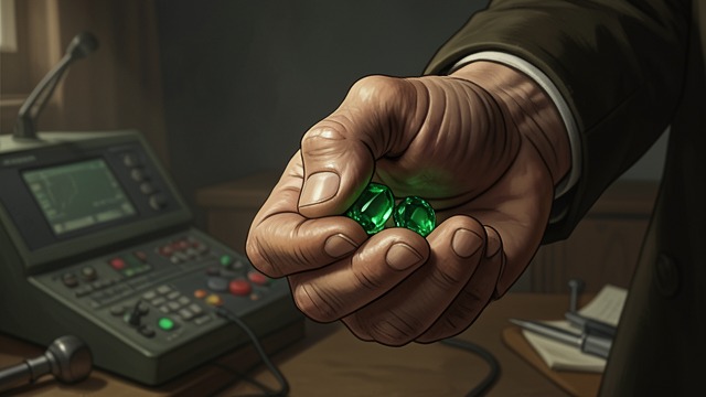 The Hand and the Emeralds from "Across the River and into the Trees". The Hand and the Emeralds Material contact Renata places the emeralds in Cantwell’s pocket and asks him to feel their weight.