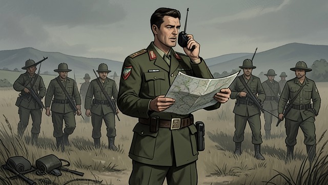 The General’s Map from "Across the River and into the Trees". The General’s Map Orders translated into action Cantwell describes managing regiments, battalions, boundaries, and logistics through maps and telephone calls.