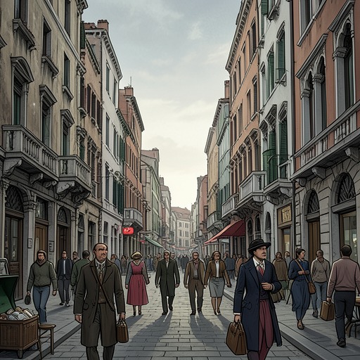 The City’s Old and New Worlds from "Across the River and into the Trees". This flow follows Cantwell’s observations of social change in Venice, where old families, new wealth, workers, and soldiers share a city shaped by history.