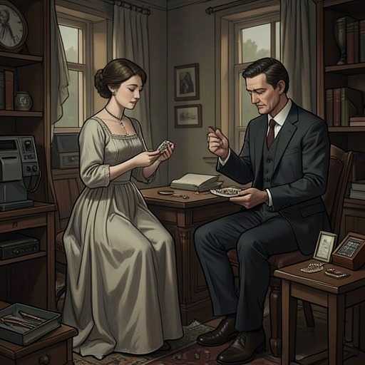 The Portrait and the Emeralds from "Across the River and into the Trees". This flow traces how Renata and Cantwell use objects to express love, negotiate obligation, and preserve what cannot be made permanent.