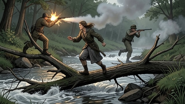 The Gorge and the Rapids from "Masquerade". The Gorge and the Rapids A Narrow Crossing Victoria Belle reaches a stream gorge with Jessica White’s husband behind her and troopers ahead.
