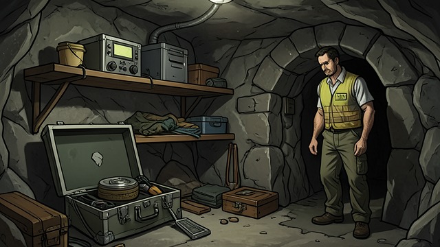 The Open Trapdoor from "Masquerade". The Open Trapdoor Beneath the Barn Dan Stevens enters the old root cellar beneath the barn and finds a safe and a concealed tunnel.