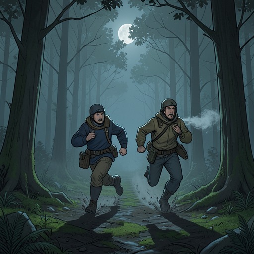 The Chase Through the Woods from "Masquerade". This flow follows the contest between Jessica White’s husband and Victoria Belle as the fugitives’ temporary alliance collapses.