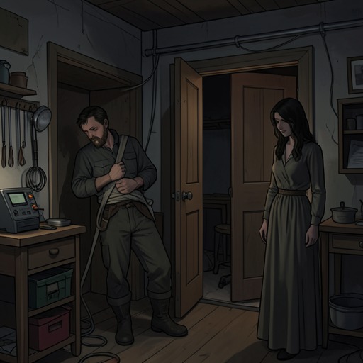Jessica White’s Husband’s Uncertain Fate from "Masquerade". This flow traces Jessica White’s husband’s effort to contain his predatory impulses and the doubts raised by his captivity and hidden workshop chamber.