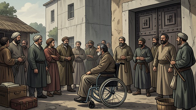 Venables at the Fête from "The Pale Horse". A Visitor Among Neighbors The Unexpected Identification Venables attends the event in his wheelchair and contributes generously to its success.