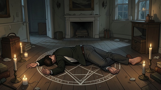 A Body in Pilmuir from "Hide and Seek". A Body in Pilmuir The scene John Rebus finds Ronnie McGrath laid out between candles in an abandoned house, his arms spread beneath a pentagram.