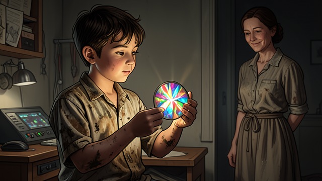 A Secret Gift from "Satan". A Secret Gift A boy becomes a knight Grébiche finds Loïc playing at combat in a village dump and recognizes his imagination.