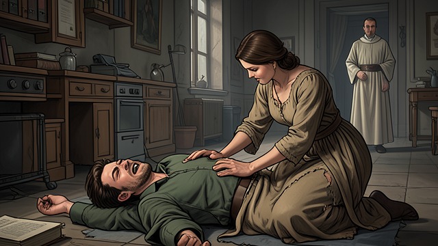 A Healer in Crisis from "Satan". A Healer in Crisis Guillaume collapses After the public quarrel between Guillaume D’Anjou and Alcide Bolduc, Guillaume suffers a severe heart crisis.