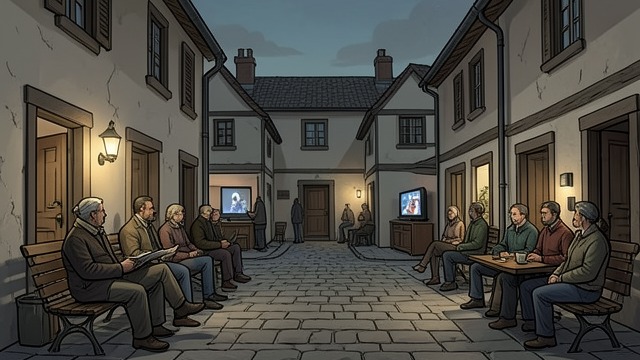 Evenings Move Indoors from "Satan". Evenings Move Indoors Communal habits decline Popular programs empty the streets and interrupt the old gatherings for cards, conversation, and games.