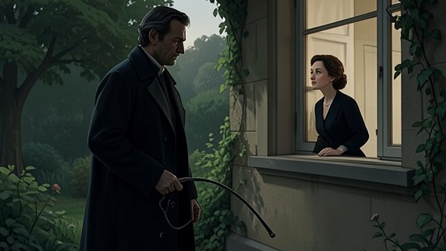 The Window Scene from "First Love". A Hidden Encounter The Familiar Figure Vladimir sees his father at an open window, speaking with Zinaïda inside.