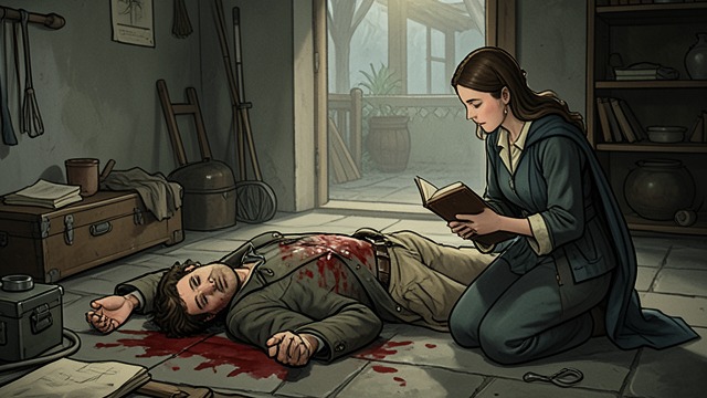 A Wounded Operative from "Theodosia and the Serpents of Chaos". A Wounded Operative A message from the injured Stokes, gravely wounded, directs Theodosia to Wigmere at the Society of Antiquaries.