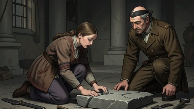 A Solved Stele from "Theodosia and the Serpents of Chaos". A Solved Stele Skill offered Alistair struggles to reassemble a broken stele, and Theodosia places the final piece correctly.