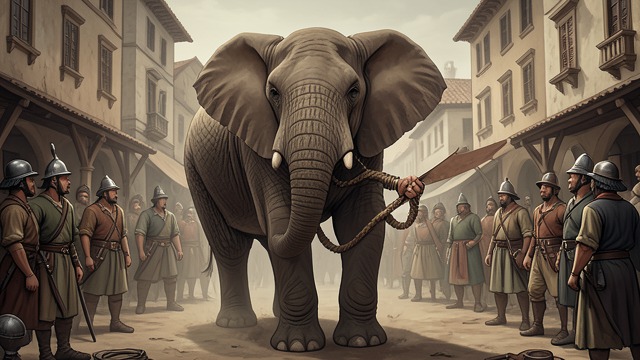 The Elephant Appears from "The Magician's Elephant". The Elephant Appears The prediction gains force The magician’s spell brings an elephant into Baltese.