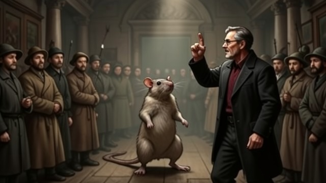 Keith Steps Forward from "The Amazing Maurice and His Educated Rodents". A Public Challenge The apparent mismatch Keith calls the piper a fraud and challenges his ability to summon even one Rat.