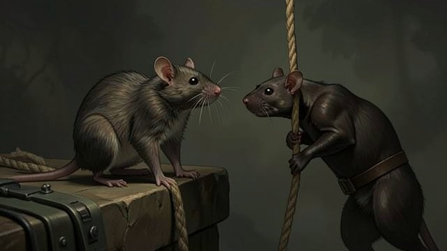 A Rat Faces the Dog from "The Amazing Maurice and His Educated Rodents". Hamnpork’s Last Fight Returning to action Wounded and surrounded, Hamnpork orders the other Rats to work together rather than stampede.
