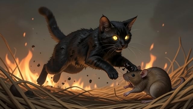 The Burning Cellar from "The Amazing Maurice and His Educated Rodents". A Cat in the Fire Instinct takes command Spider’s mental attack strips away Maurice’s reflective identity, leaving him to fight as a furious cat among burning…
