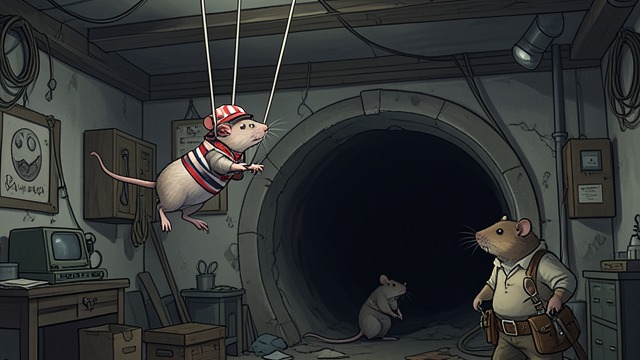 The Pit Rescue from "The Amazing Maurice and His Educated Rodents". Improvisation Under Pressure A daring descent Sardines uses elastic bands and string to reach Hamnpork inside the pit.