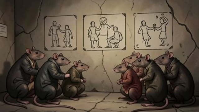 Rules in the Dark from "The Amazing Maurice and His Educated Rodents". Principles Made Visible Peaches’s records The Clan preserves thoughts about strength, cooperation, and not killing another Rat through simple drawings.