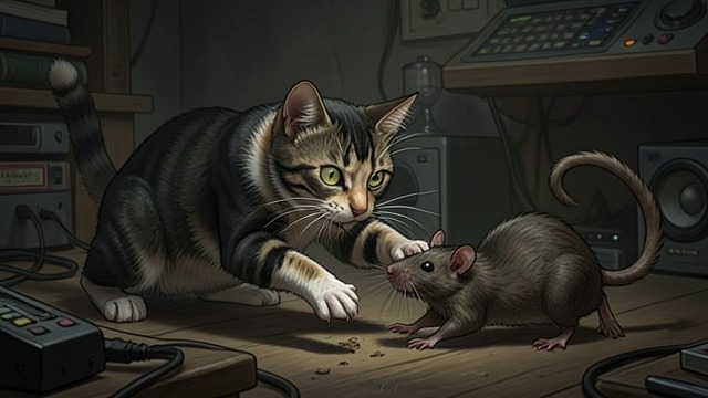 The Cat’s Last Act from "The Amazing Maurice and His Educated Rodents". Instinct and Loyalty Consciousness stripped away Maurice becomes a furious cat, fighting without the reflective identity he has built since the Change.