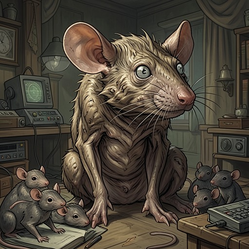 The Rat King’s Origin from "The Amazing Maurice and His Educated Rodents". The rat king’s twisted body and borrowed collective mind reveal cruelty made into a monster, while Dangerous Beans rejects revenge as a future for the Rats.