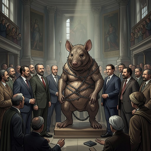 The Rat-Catchers’ Masterpiece from "The Amazing Maurice and His Educated Rodents". The Guild’s admission ritual connects the rat king’s unnatural body to an ordinary human appetite for status, cruelty, and controlled spectacle.