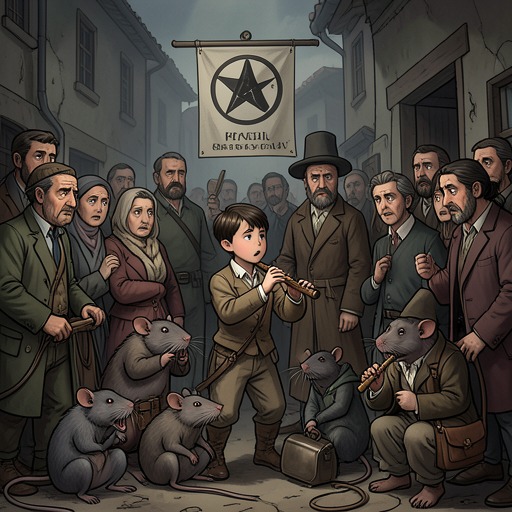The Rat-Piper Scheme from "The Amazing Maurice and His Educated Rodents". Maurice’s profitable traveling deception is challenged by the rats’ growing moral independence and finally transformed into a public service.