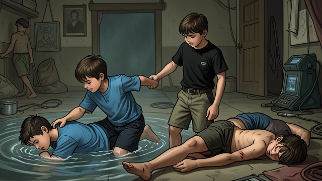 Violence from the Dark from "Let the Right One In". Violence from the Dark A violent interruption Eli breaks into the pool, rescues Oskar, and kills Jonny and Jimmy before the other boys can act.