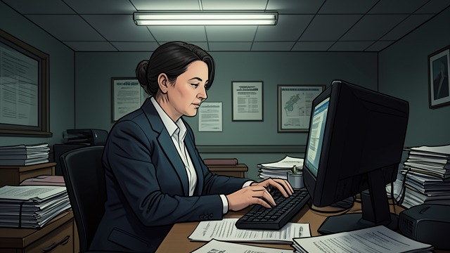 Order in the Crisis from "The IPCRESS File". Order in the Crisis Work Continues Under Pressure As arrests and reports flood the office, Alice operates the IBM and manages the flow of information.