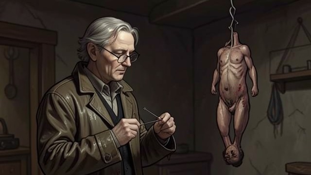 The Guard’s Body from "The IPCRESS File". The Guard’s Body A Fatal Discovery A spotlight reveals a dead soldier caught in a tower connected to high-voltage lines.