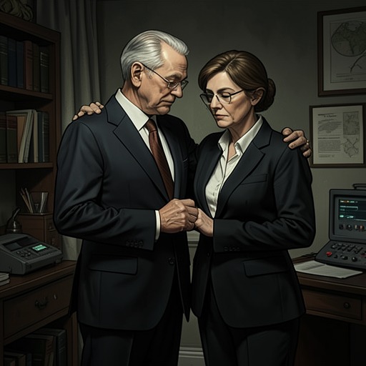 The Narrator and Jean from "The IPCRESS File". The narrator and Jean move from a new professional partnership to a guarded intimacy forged by danger and mutual uncertainty.
