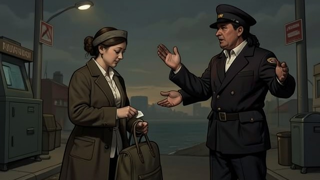 The Ticket Check from "Elena Knows". A Small Act of Agency The missing ticket Elena cannot find her ticket as she reaches the checkpoint.