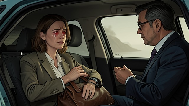 Tears in the Car from "Elena Knows". Kindness as an Unfamiliar Event A simple question Roberto asks why Elena is crying. She answers that the staff treated her kindly, unable to add more.