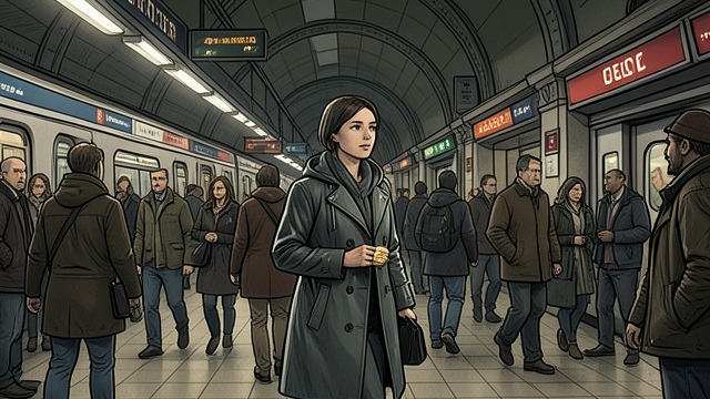 Constitución Station from "Elena Knows". Crossing the Terminal The crowd Elena is funneled through ticket checks and moving travelers.