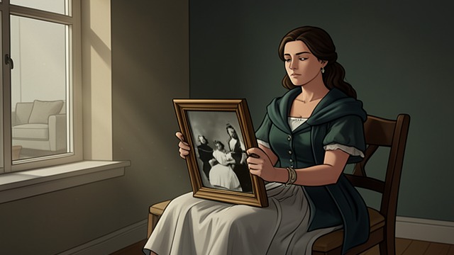 A Portrait Instead of a Family from "Elena Knows". The Framed Photograph A household on display Isabel shows Elena a family portrait of herself, Marcos, and their daughter.