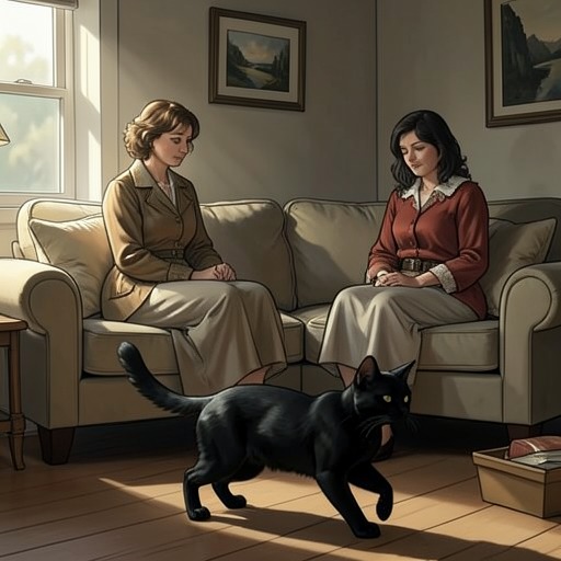 The Cat Between Two Women from "Elena Knows". The cat's movement through Isabel's living room offers Elena and Isabel a temporary form of shared touch after argument and grief.