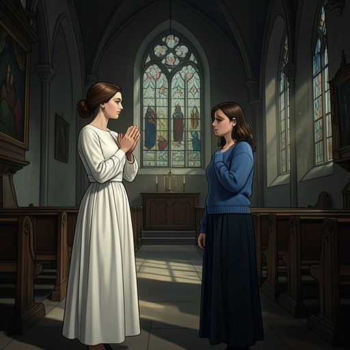 Faith, Ritual, and Doubt from "Elena Knows". Religious practice shapes the characters' habits and judgments, while Elena's skepticism exposes the gap between ritual certainty and lived suffering.
