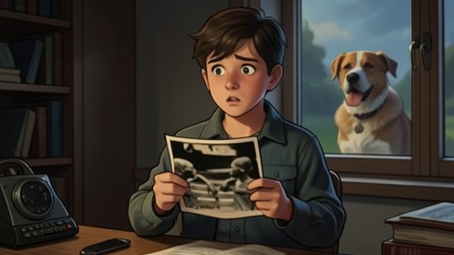 A Picture Makes Contact Possible from "Wann wird es endlich wieder so, wie es nie war". A Picture Makes Contact Possible A Thoughtful Trick Hermann cuts Ludwig’s photograph out and pastes it beside the family dog in another picture.