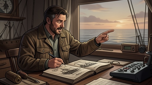 The Sea as Promise from "Wann wird es endlich wieder so, wie es nie war". The Sea as Promise A New Fascination Hermann reads about historic ships and sailing, then announces that he wants a boat and wants to leave the land behind.