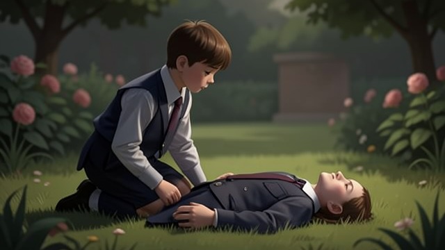 A Body in the Flowers from "Wann wird es endlich wieder so, wie es nie war". A Body in the Flowers Discovery Joachim(Jocki) finds an apparently dead man in a garden while taking an unauthorized shortcut to school.