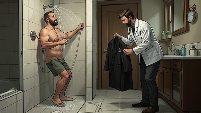 The Doctor’s Coat from "Wann wird es endlich wieder so, wie es nie war". The Doctor’s Coat Private Aftermath Gerhard Stoltenberg showers at the family home while his bodyguards change clothes.