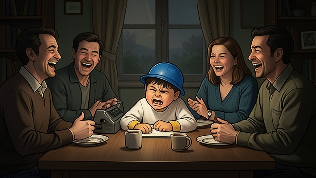 The Joke Becomes an Attack from "Wann wird es endlich wieder so, wie es nie war". The Joke Becomes an Attack Mockery The brothers invent comic phrases around the narrator’s mistake and repeat them until the whole table joins the joke.