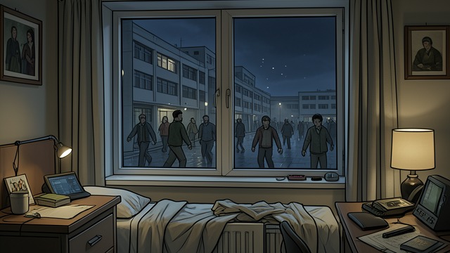Home in the Screams from "Wann wird es endlich wieder so, wie es nie war". Home in the Screams Night Soundscape From his bedroom, Joachim(Jocki) hears patients call, howl, and answer one another across the wards.