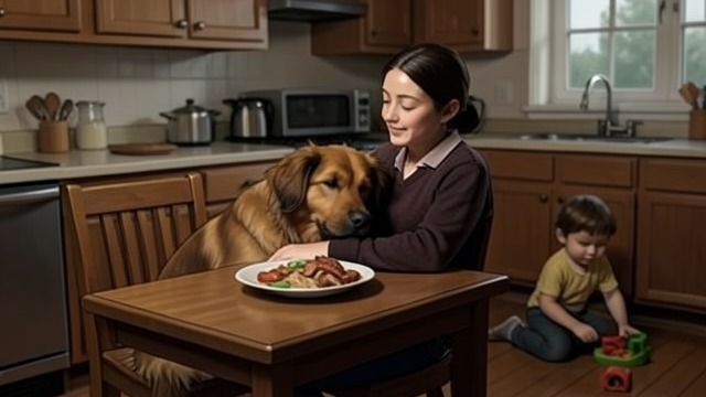 The Dog at the Table from "Wann wird es endlich wieder so, wie es nie war". The Dog at the Table A Constant Presence The dog waits beside Joachim(Jocki) at meals, hoping for fallen food.