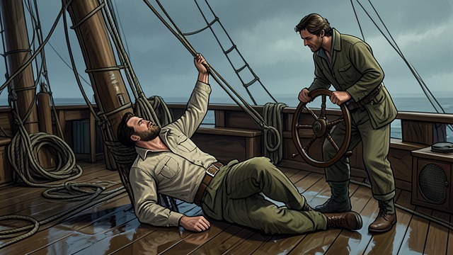 The Failed Examination from "Wann wird es endlich wieder so, wie es nie war". The Failed Examination Theory and Weather Hermann excels in the written sailing examination, but the practical test takes place in a strong wind.