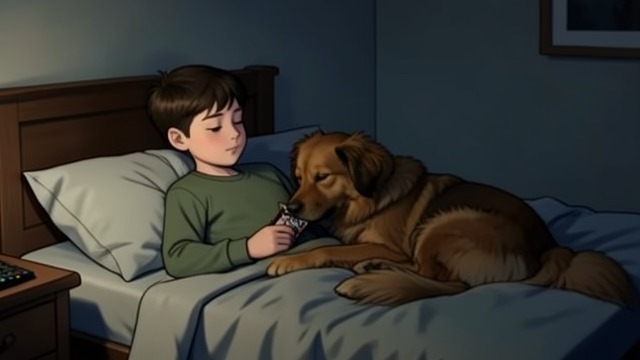 A Secret Companion from "Wann wird es endlich wieder so, wie es nie war". A Secret Companion Comfort Joachim(Jocki) lies crying against the dog’s stomach and tells it that only the animal understands him.